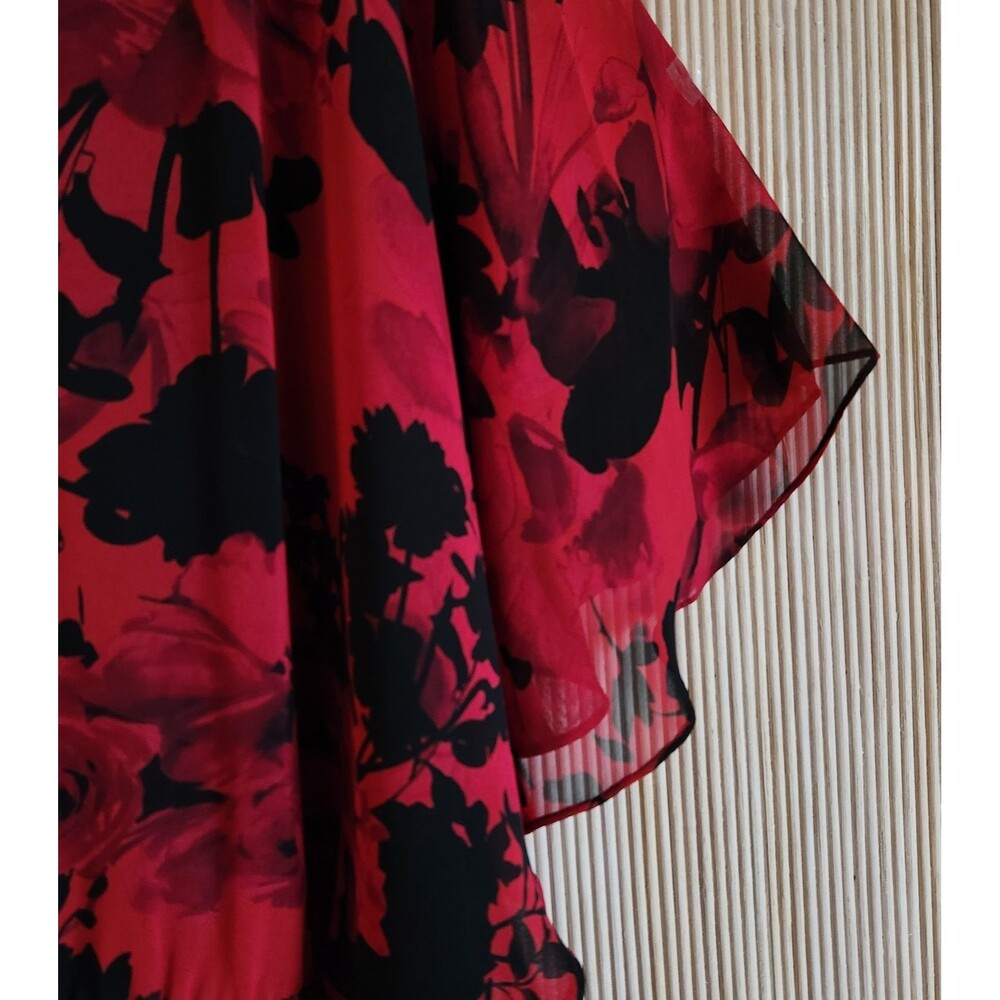 DB Established 1962 Women's Blouse Size 3X Red Floral Flattering Peplum - Picture 3 of 8